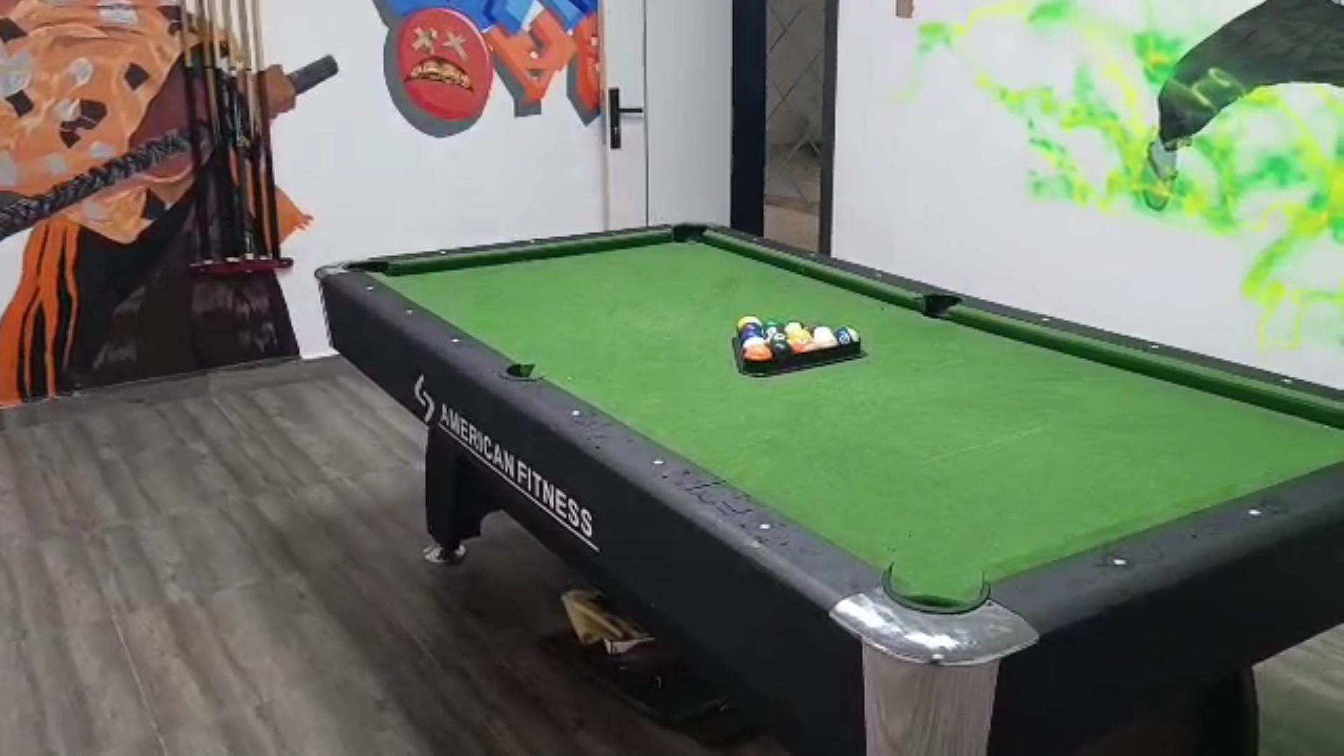 Snooker table inside the game room